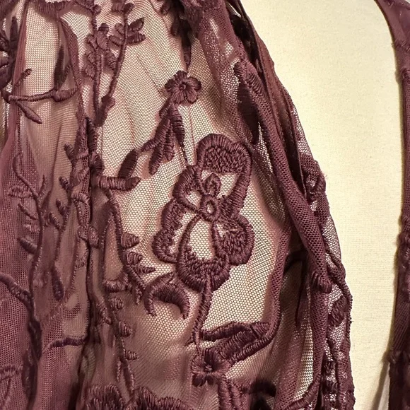 Catherines Rich Purple/ Maroon Sheer Lace kimono cardigan - Picture 3 of 10